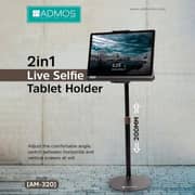 Admos 2-in-1 Live Selfie Tablet Holder Black - AM320