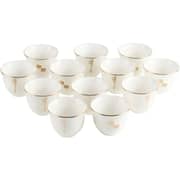 Otantik Liqaa Pearl White And Gold Arabic Coffee Cups 12pcs Set - Et2926
