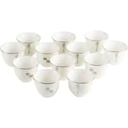 Otantik Liqaa Pearl White And Silver Arabic Coffee Cups 12pcs Set - Et2927