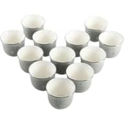 Otantik Naqsh Grey And Silver Arabic Coffee Cups 12pcs Set - Et2958