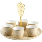 Otantik Naqsh Ivory And Gold Arabic Coffee 7pcs Set - Et2967