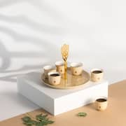 Otantik Naqsh Ivory And Gold Arabic Coffee 7pcs Set - Et2967