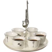 Otantik Liqaa Pearl White And Silver Arabic Coffee Cups 7pcs Set - Et2835