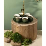 Otantik Liqaa Olive and Gold Arabic Coffee 6pc Set with Cup Holder - Et2837