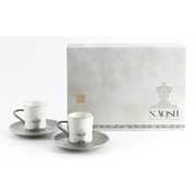 Otantik Naqsh Grey and Silver Porcelain Turkish Coffee 12pc Set - Et2948