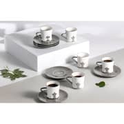 Otantik Naqsh Grey and Silver Porcelain Turkish Coffee 12pc Set - Et2948