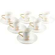 Otantik Naqsh White and Gold Porcelain Turkish Coffee 12pc Set - Et2945