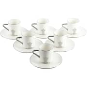 Otantik Naqsh White and Silver Porcelain Turkish Coffee 12pc Set - Et2946