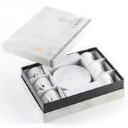 Otantik Naqsh White and Silver Porcelain Turkish Coffee 12pc Set - Et2946