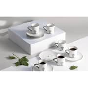Otantik Naqsh White and Silver Porcelain Turkish Coffee 12pc Set - Et2946