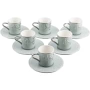 Otantik Jiwar Light Green and Silver Turkish Coffee 12pc Set - Et2648