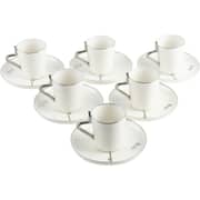 Otantik Liqaa Pearl White and Silver Turkish Coffee 12pc Set - Et2785