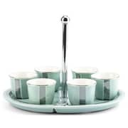 Otantik Nour Blue Arabic Coffee 6pc Set with Cup Holder - Et2290