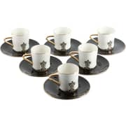 Otantik Naqsh Black and Gold Porcelain Turkish Coffee 12pc Set - Et2949