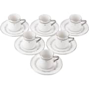 Otantik Ather White and Silver Turkish Coffee 12pc Set - Et2488