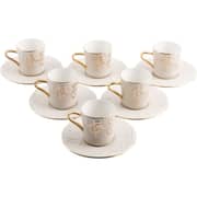 Otantik Jiwar Beige and Gold Turkish Coffee 12pc Set - Et2645