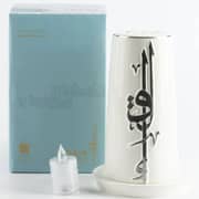 Otantik Liqaa Pearl White and Silver Medium Electronic Candlestick Holder - Et2825