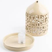 Otantik Jiwar Ivory and Gold Medium Electronic Candlestick Holder - Et2701