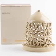 Otantik Jiwar Ivory and Gold Medium Electronic Candlestick Holder - Et2701