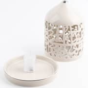 Otantik Jiwar Beige and Silver Medium Electronic Candlestick Holder - Et2702