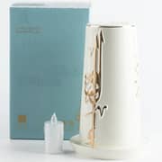 Otantik Liqaa Pearl White And Gold Large Electronic Candlestick Holder - Et2829