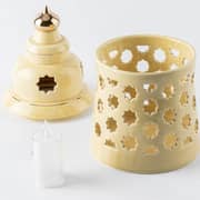 Otantik Rosette Ivory Large Electronic Candlestick Holder - Et2166