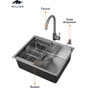 Millen Single Bowl Sink With Faucet 1pc Set - MS5444