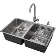 Millen 2 Bowl Sink With Faucet 1pc Set - MS7544