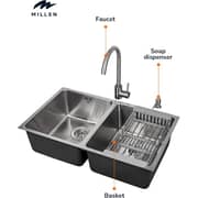 Millen 2 Bowl Sink With Faucet 1pc Set - MS7544