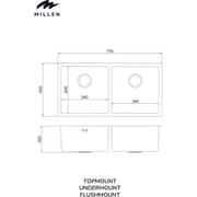 Millen 2 Bowl Sink With Faucet 1pc Set - MS7544