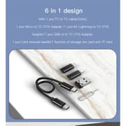 Yesido 6-in-1 USB Data Cable 23cm Black - CA114