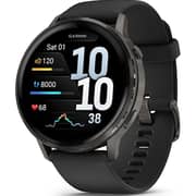 Garmin Venu 4 Smartwatch Slate With Black Silicone Band