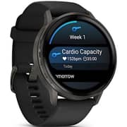 Garmin Venu 4 Smartwatch Slate With Black Silicone Band