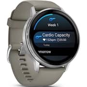 Garmin Venu 4 Smartwatch Silver With Grey Silicone Band