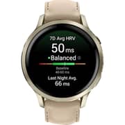 Garmin Venu 4 Smartwatch Lunar Gold With Bone Silicone & Light Sand Leather Band