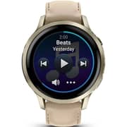 Garmin Venu 4 Smartwatch Lunar Gold With Bone Silicone & Light Sand Leather Band