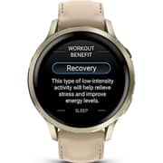 Garmin Venu 4 Smartwatch Lunar Gold With Bone Silicone & Light Sand Leather Band