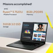 Asus Vivobook Go 14 (2025) Laptop - AMD Ryzen 5-7520U / 14inch FHD / 512GB SSD / 8GB RAM / Shared AMD Radeon Graphics / Windows 11 Home / English & Arabic Keyboard / Black / Middle East Version - [E1404FA-EB165W]