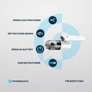 Powerology Car Vacuum Cleaner White - PW4N1FCVWH
