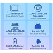 Oteeto TAB 72 Kids Tablet - WiFi 128GB 6GB RAM 7inch Blue