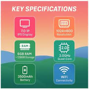 Oteeto TAB 73 Kids Tablet - WiFi 128GB 6GB RAM 7inch Red