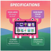 Oteeto TAB 73 Kids Tablet - WiFi 128GB 6GB RAM 7inch Pink