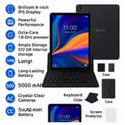 Oteeto TAB 8 Tablet - WiFi+5G 512GB 8GB RAM 8inch Titanium With Keyboard And Case Cover Set