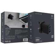 Levelo Vero GaN Triple Port Adapter Black - LVLVRO65WACCBKBL