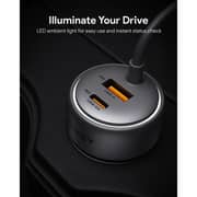 Aukey Car Charger with Built-in Cable Grey - CC-P2-GY