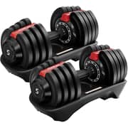 Sparnod Fitness 36kg Total Adjustable Dumbbell Set (Set of 2) – 12 Weight Increments with Thickened Base | One-Hand Quick Dial & Safety Lock for Full-Body Home Workout - SAD-18