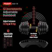 Sparnod Fitness 36kg Total Adjustable Dumbbell Set (Set of 2) – 12 Weight Increments with Thickened Base | One-Hand Quick Dial & Safety Lock for Full-Body Home Workout - SAD-18