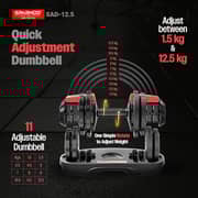 Sparnod Fitness 25kg Total Adjustable Dumbbells Pair – 11-in-1 Precision Weight Dial, Ergonomic Non-Slip Grip & Heavy Duty Steel Build for Home Workouts- SAD-12.5
