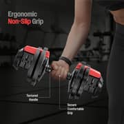 Sparnod Fitness 25kg Total Adjustable Dumbbells Pair – 11-in-1 Precision Weight Dial, Ergonomic Non-Slip Grip & Heavy Duty Steel Build for Home Workouts- SAD-12.5