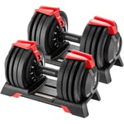 Sparnod Fitness Adjustable Dumbbells Pair (24kg x 2) | 12-Level One-Hand Quick Adjustment | Heavy Duty Steel Build with Safety Lock & Storage Trays- SAD-24